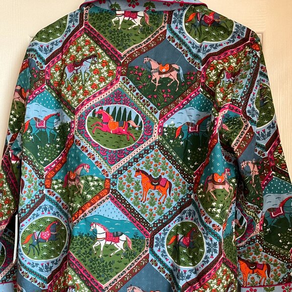 NWT PRINTFRESH Horses with Red Berries Cotton Long Pajama Set Size Medium - Picture 3 of 8